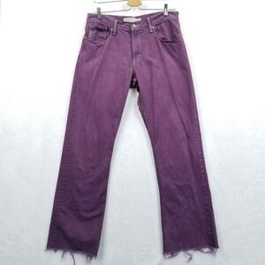 VTG Levis Jeans Women 30 x 30 Purple Cotton Low Boot Cut Raw Hem Overdyed Mexico